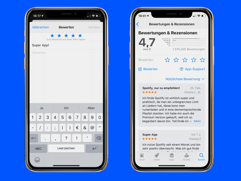 Grafik App Rating in den App Stores