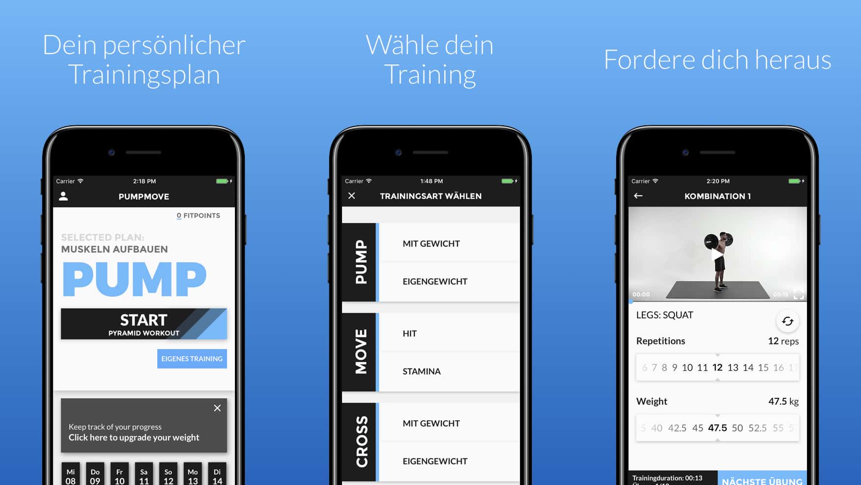 Screenshot Pumpmove Fitness-App im App Store