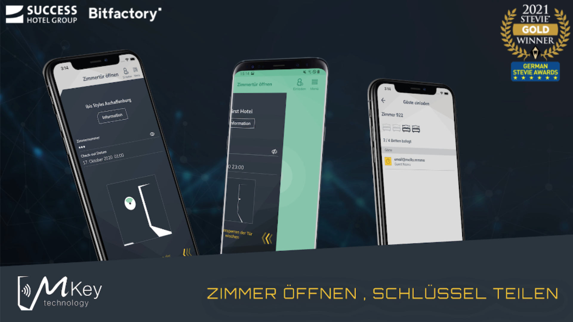 Stevie Award Gewinn Screenshots der MKey App